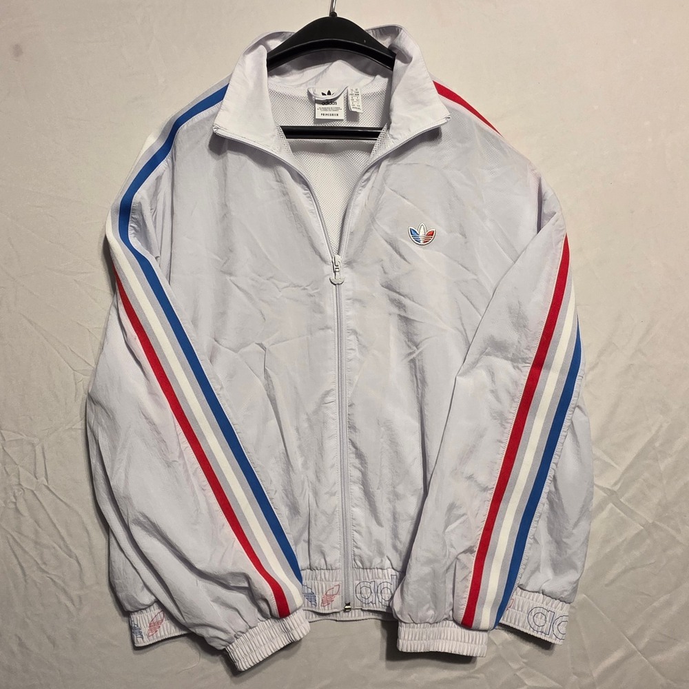 Adidas Originals Adicolor Primegreen Track Jacket Mens M White Full Zip Trefoil